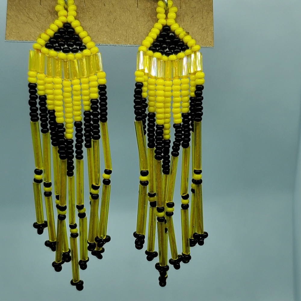 Handmade Native Beaded Hanging Earrings